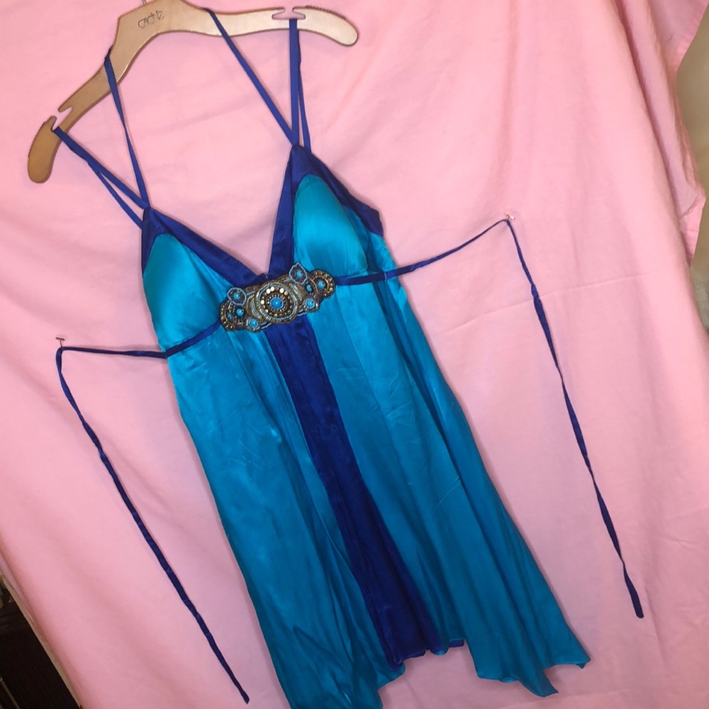 Bebe satin blue dress